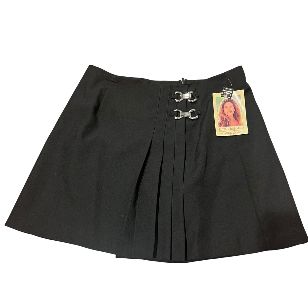 Kathy Ireland Country Trails Black Pleated Skort Silver Buckles Vintage 13/14
